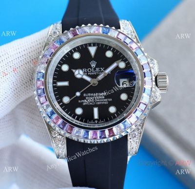 Replica Rolex Submariner Rainbow Watches Rubber Strap